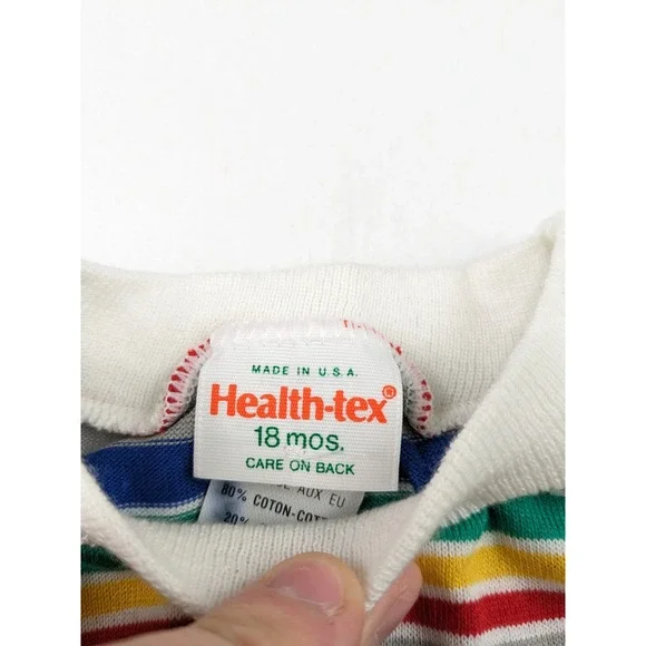 Vintage Healthtex Primary Striped LS Shirt - Picture 2 of 4